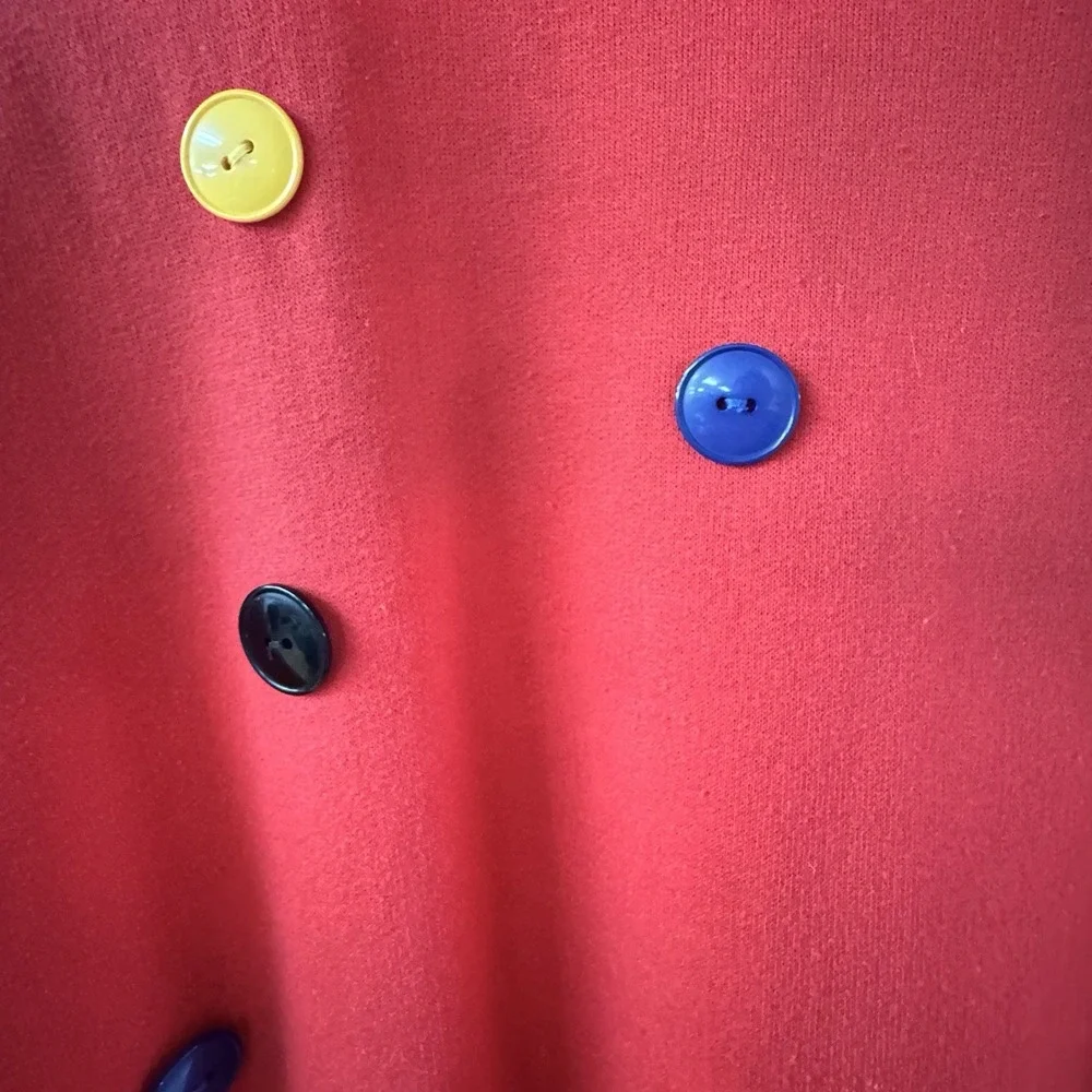 Vintage 90's Funky Red Pullover Sweater With Accent‎ Buttons Medium Art To Wear